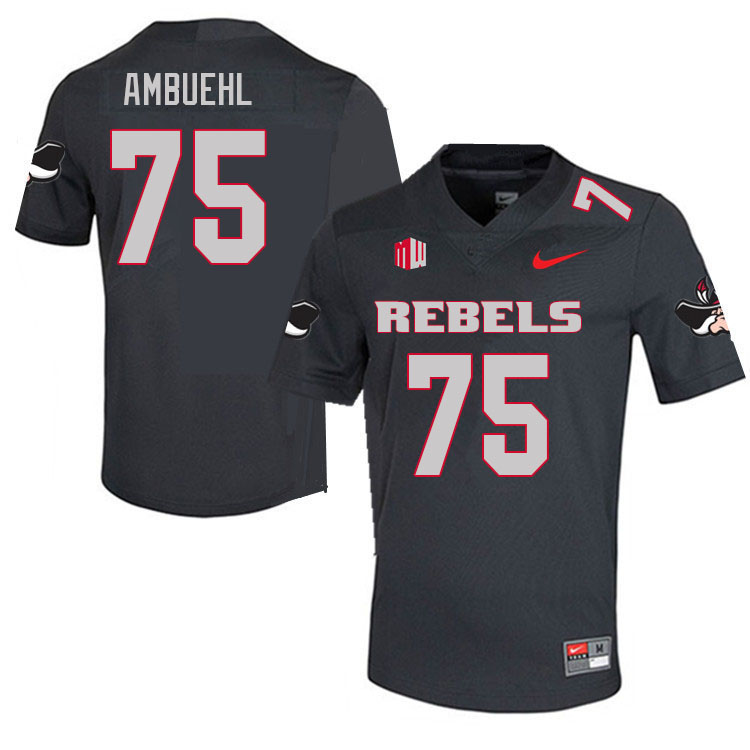 Men #75 Anton Ambuehl UNLV Rebels College Football Jerseys Sale-Charcoal - Click Image to Close